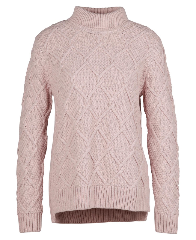 Barbour Burne Roll Neck Knit Women's Sweaters Pink | SNWP-85390