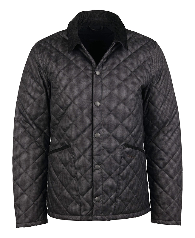 Barbour Checked Heron Men's Quilted Jackets Black | KWCT-78046