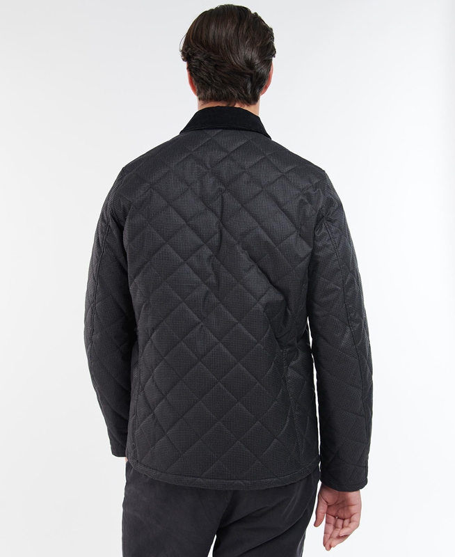 Barbour Checked Heron Men's Quilted Jackets Black | KWCT-78046