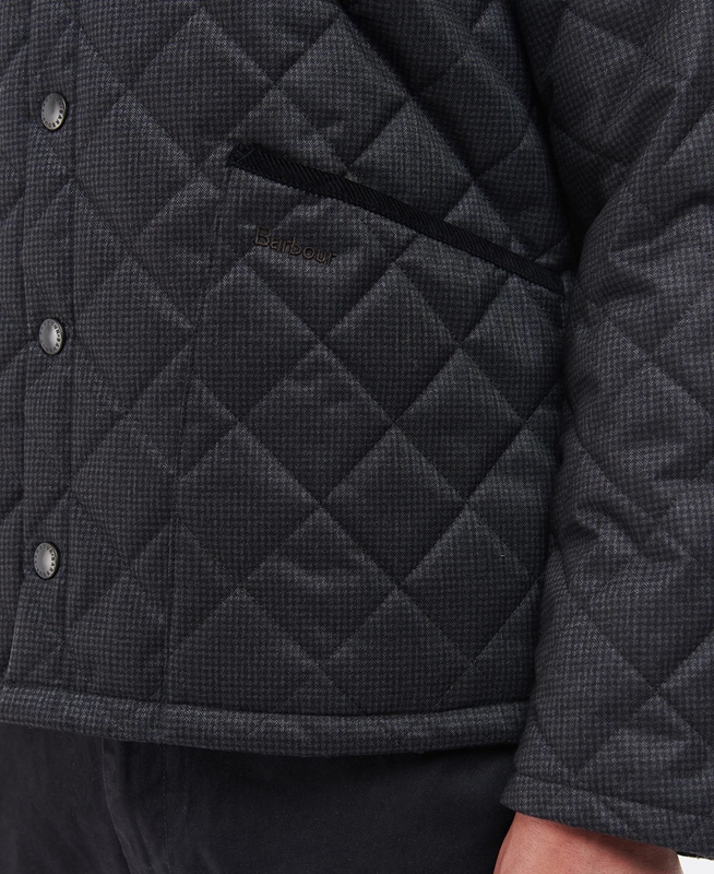 Barbour Checked Heron Men's Quilted Jackets Black | KWCT-78046