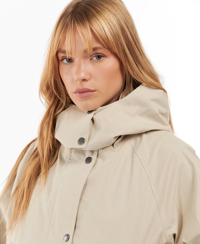 Barbour Clary Women's Waterproof Jackets Beige | BXFJ-52798