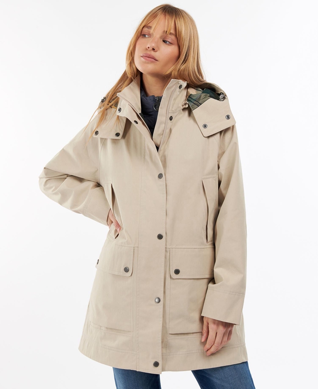 Barbour Clary Women\'s Waterproof Jackets Beige | BXFJ-52798