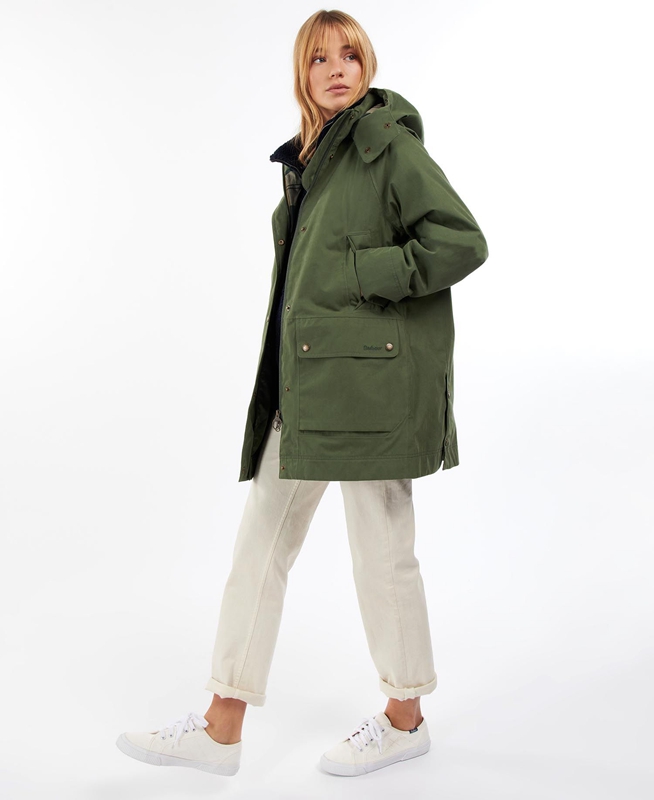 Barbour Clary Women's Waterproof Jackets Green | ZESI-69830