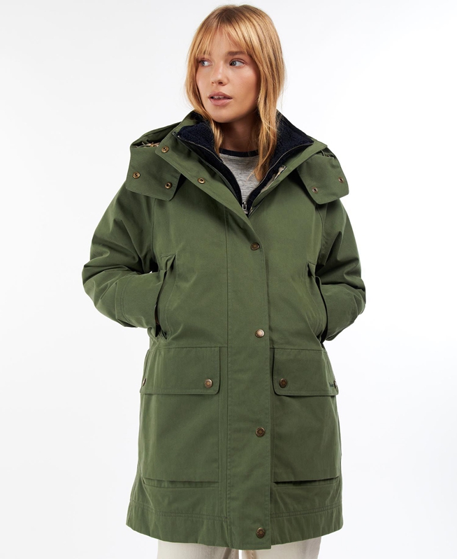 Barbour Clary Women\'s Waterproof Jackets Green | ZESI-69830