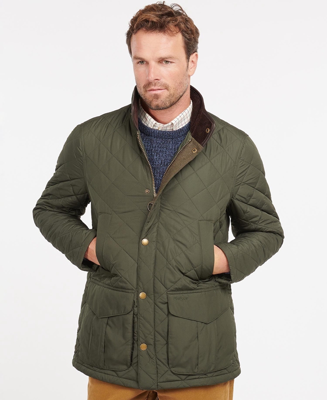 Barbour Devon Men\'s Quilted Jackets Green | RBVX-59761