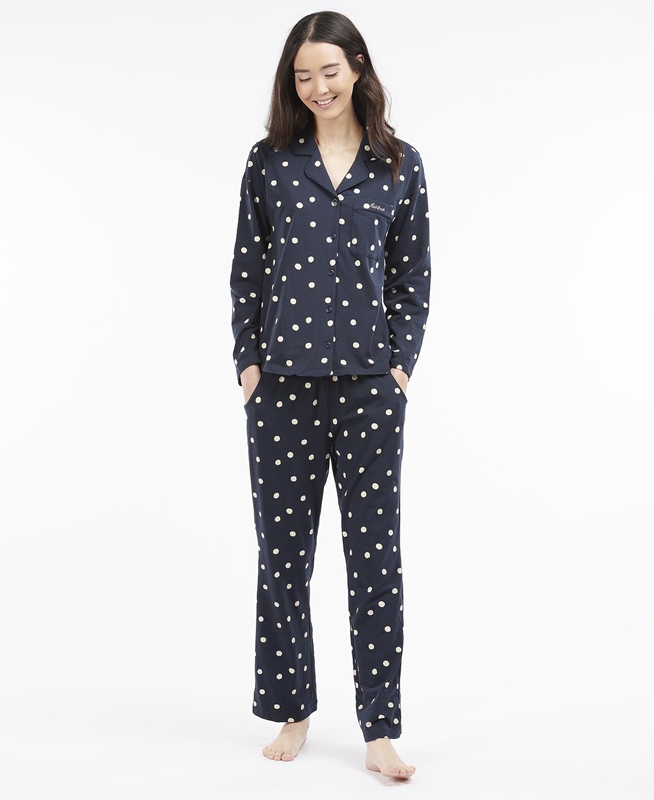 Barbour Dotty PJ Set Women's Nightwear Navy | YVZA-09156