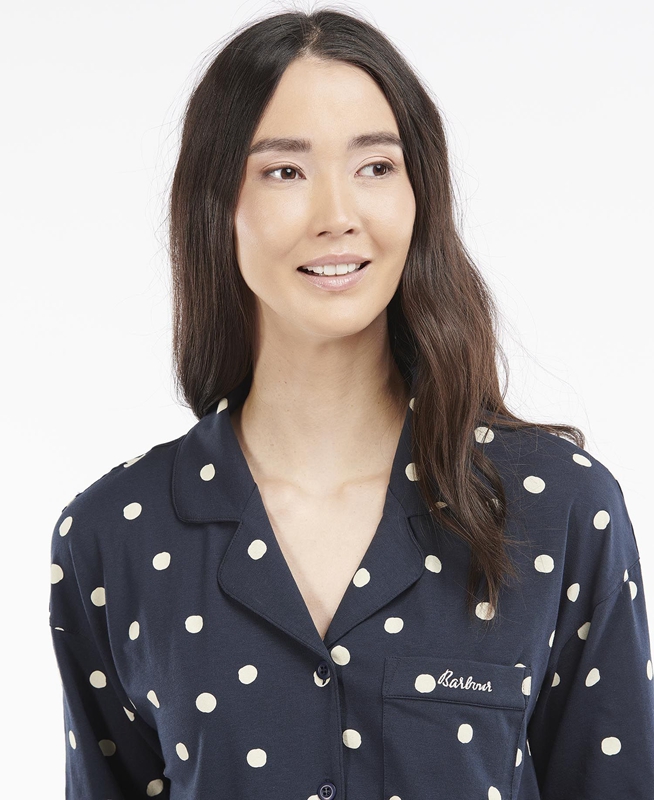 Barbour Dotty PJ Set Women's Nightwear Navy | YVZA-09156