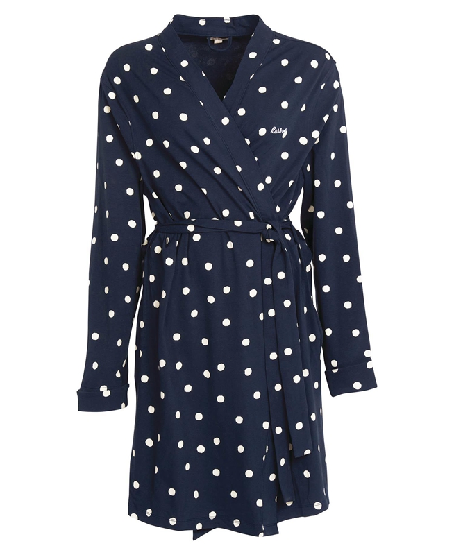 Barbour Dotty Robe Women's Nightwear Navy | BRZK-80975