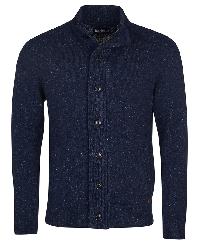 Barbour Essential Cardigan Tisbury Zip Through Men's Sweaters Navy | GZOA-13267