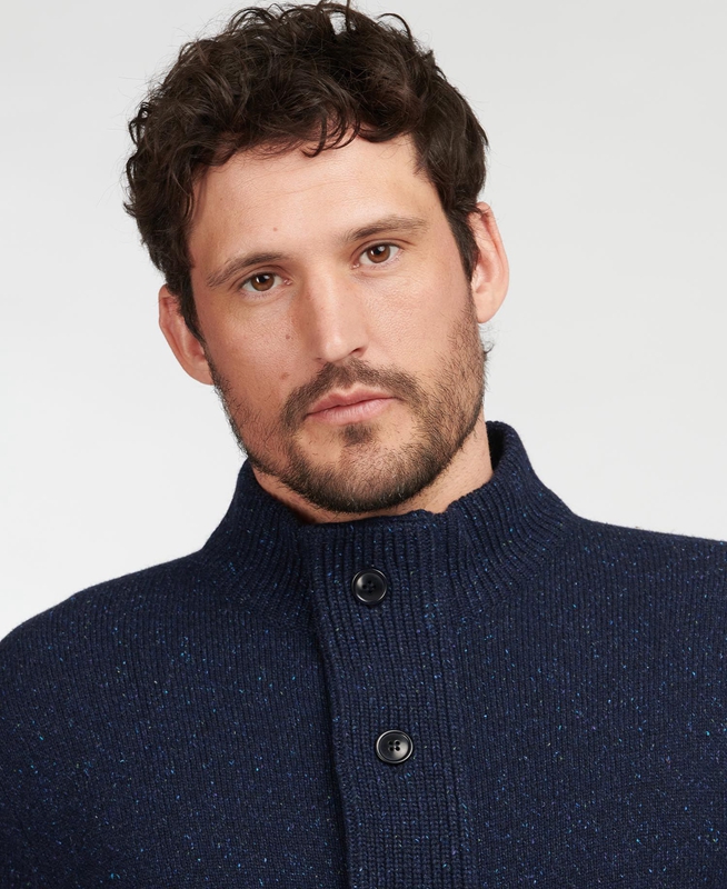 Barbour Essential Cardigan Tisbury Zip Through Men's Sweaters Navy | GZOA-13267