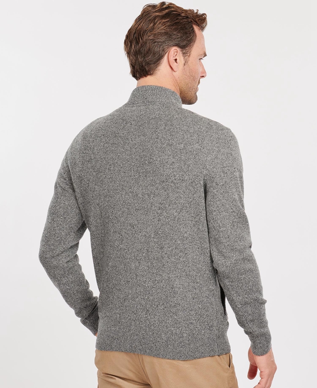 Barbour Essential Cardigan Tisbury Zip Through Men's Sweaters Grey | VHLJ-63950