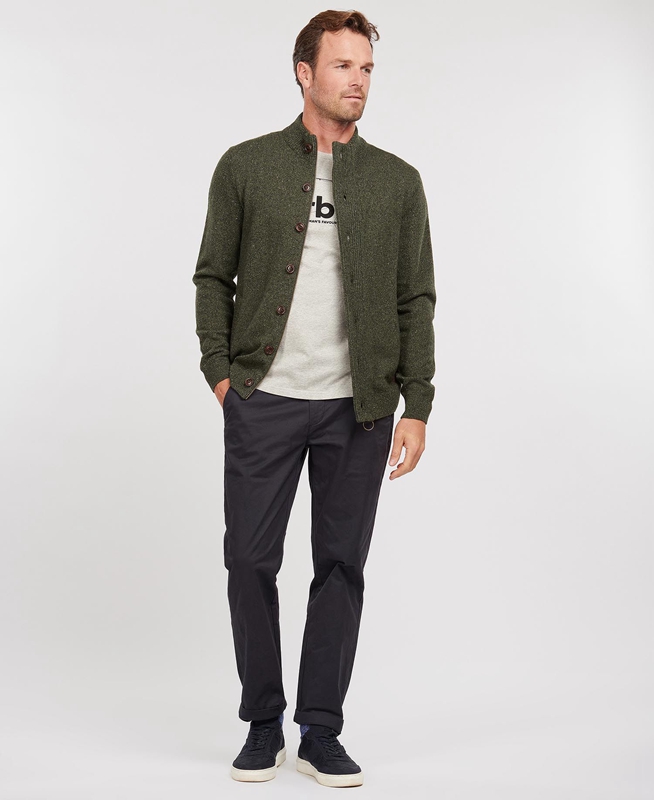 Barbour Essential Cardigan Tisbury Zip Through Men's Sweaters Green | YKXN-62783