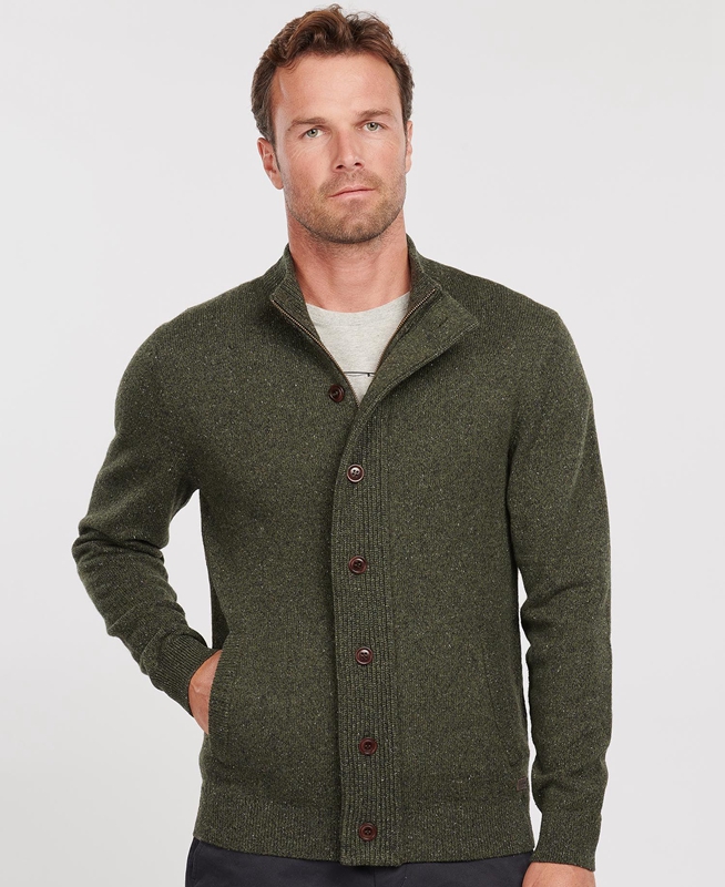 Barbour Essential Cardigan Tisbury Zip Through Men\'s Sweaters Green | YKXN-62783