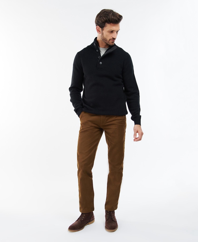 Barbour Essential Elbow Patch Men's Sweaters Black | TBYP-78391