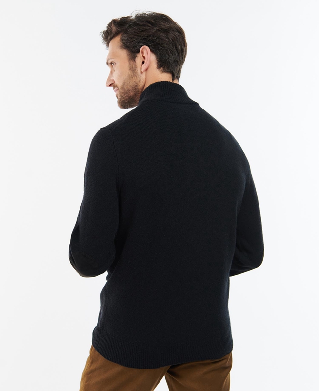 Barbour Essential Elbow Patch Men's Sweaters Black | TBYP-78391