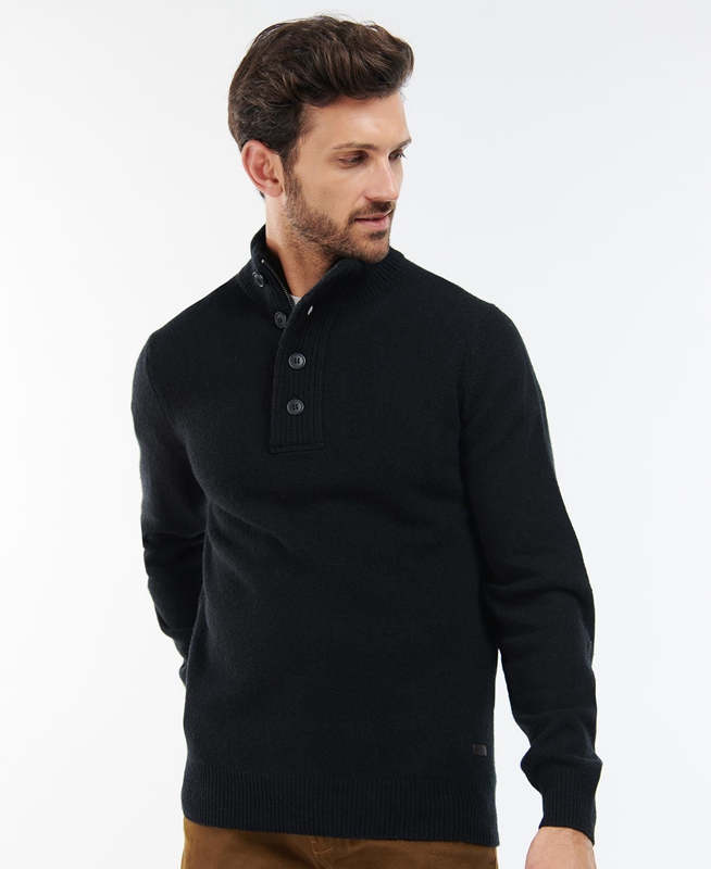 Barbour Essential Elbow Patch Men's Sweaters Black | TBYP-78391