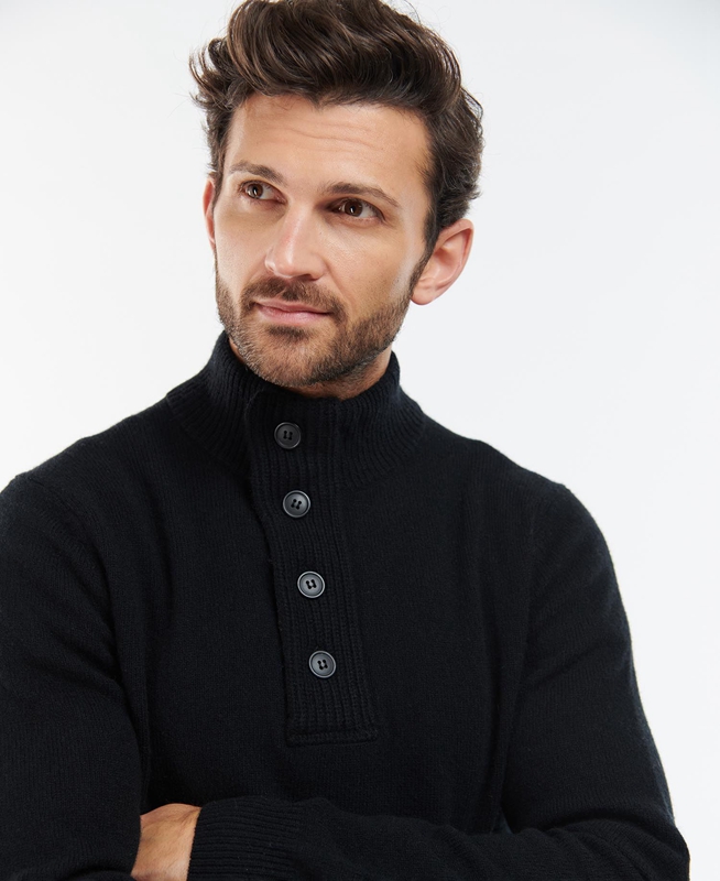 Barbour Essential Elbow Patch Men's Sweaters Black | TBYP-78391