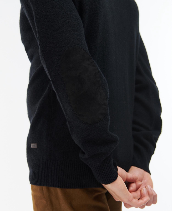 Barbour Essential Elbow Patch Men's Sweaters Black | TBYP-78391