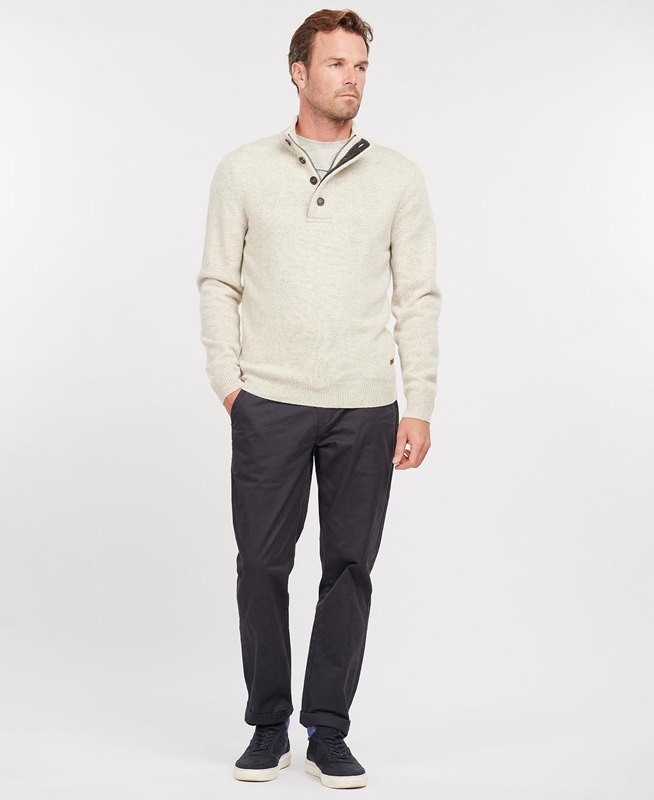 Barbour Essential Patch Half Zip Men's Sweaters Beige | UEHQ-26394