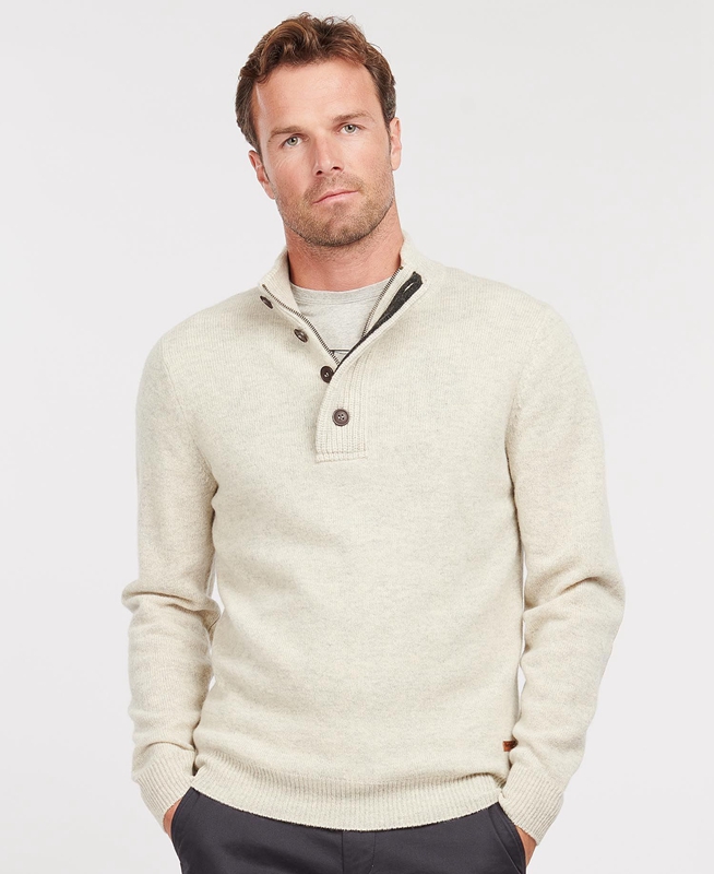 Barbour Essential Patch Half Zip Men\'s Sweaters Beige | UEHQ-26394