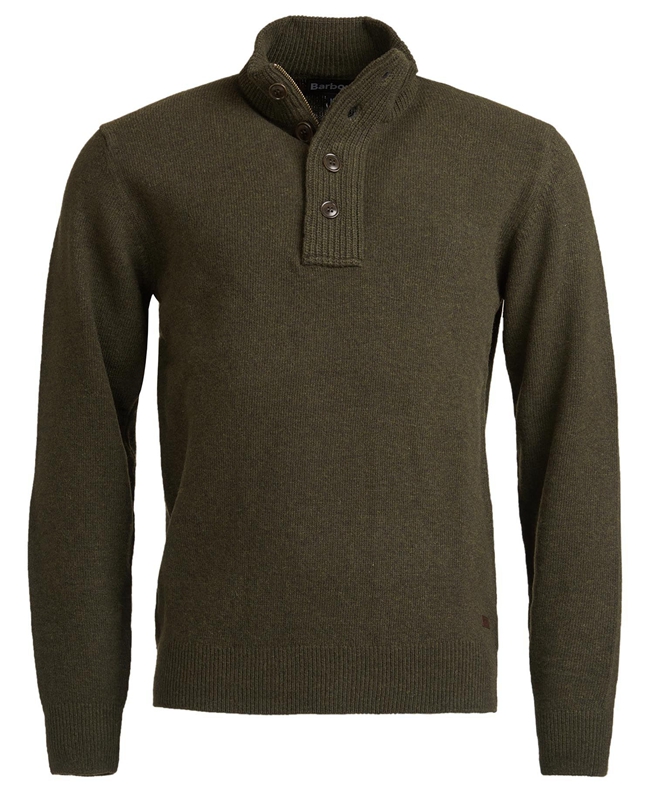 Barbour Essential Patch Half Zip Men's Sweaters Olive | ZJYP-64071