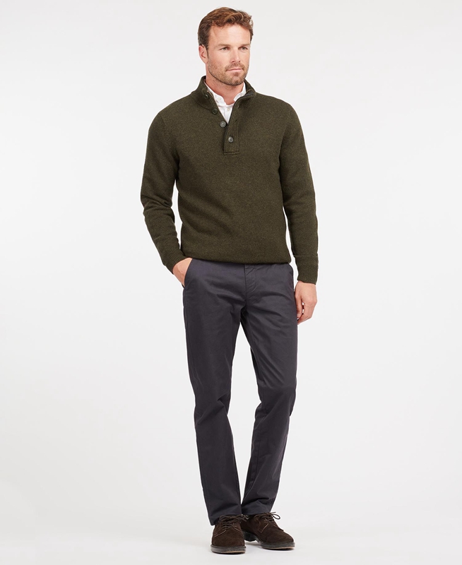 Barbour Essential Patch Half Zip Men's Sweaters Olive | ZJYP-64071