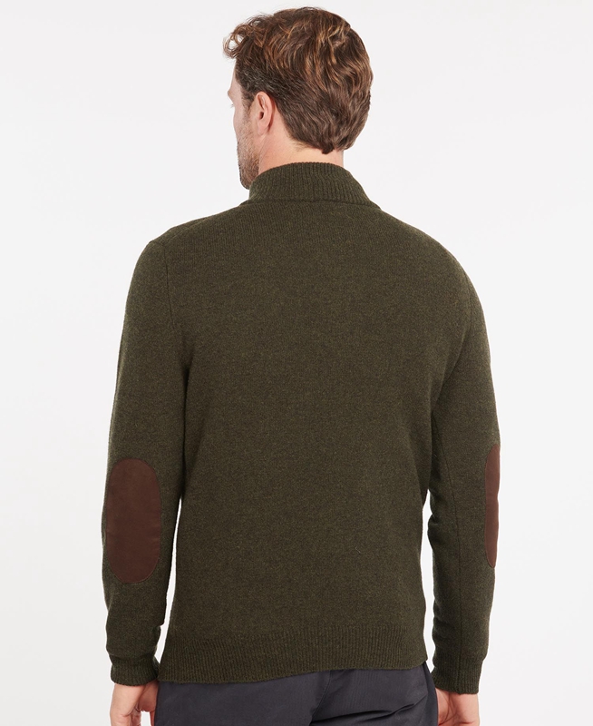 Barbour Essential Patch Half Zip Men's Sweaters Olive | ZJYP-64071