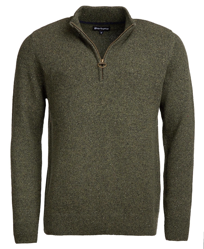 Barbour Essential Tisbury Half Zip Men's Sweaters Olive | AEJK-18579