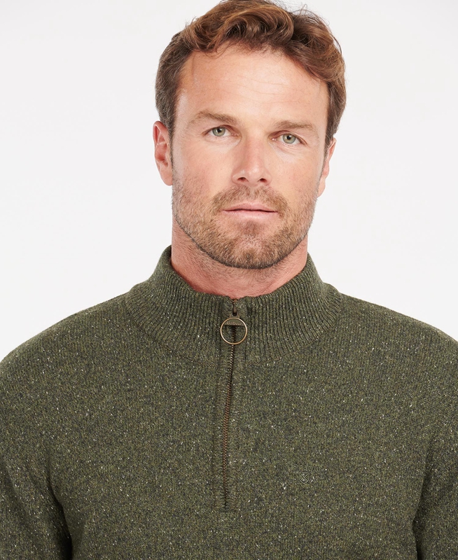 Barbour Essential Tisbury Half Zip Men's Sweaters Olive | AEJK-18579