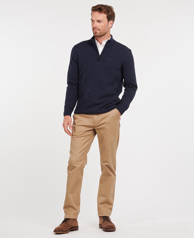 Barbour Essential Tisbury Half Zip Men's Sweaters Navy | NFMD-57210