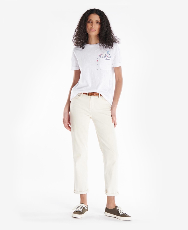 Barbour Evergreen Women's T Shirts White | WFRP-87263