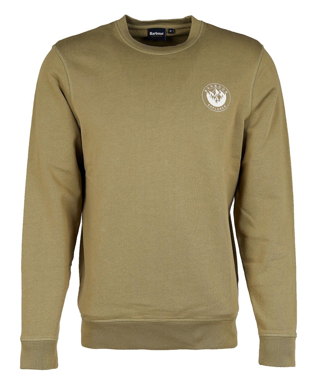 Barbour Explorer Camper Crew Men's Sweatshirts Olive | NPIY-81960