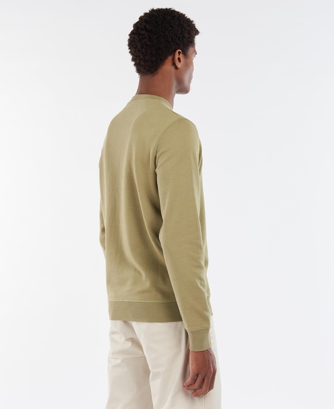 Barbour Explorer Camper Crew Men's Sweatshirts Olive | NPIY-81960