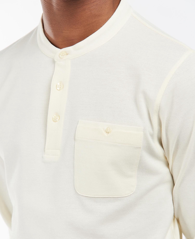 Barbour Explorer Henley Men's Polo shirts Cream | HFVW-06739