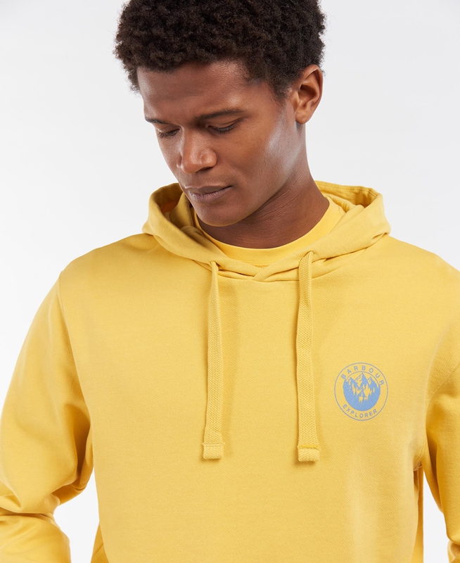 Barbour Explorer Hoodie Men's Sweatshirts Yellow | TRYW-75098