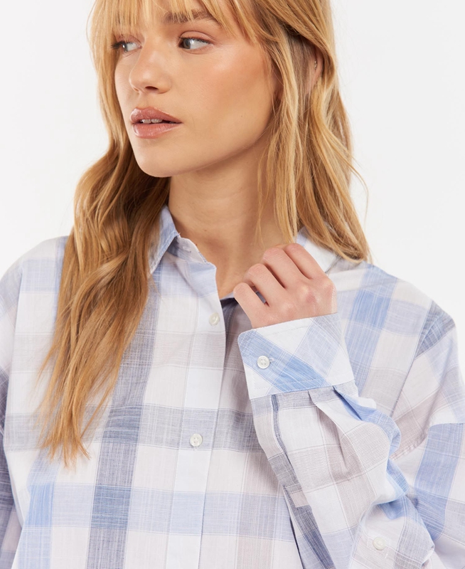 Barbour Explorer Lara Women's Shirts Blue | YAJT-61049