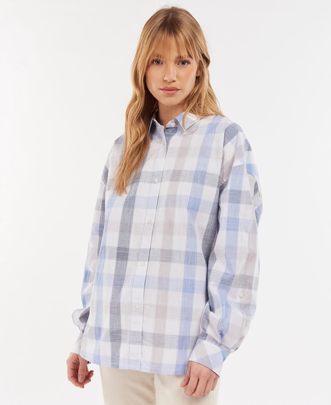 Barbour Explorer Lara Women\'s Shirts Blue | YAJT-61049