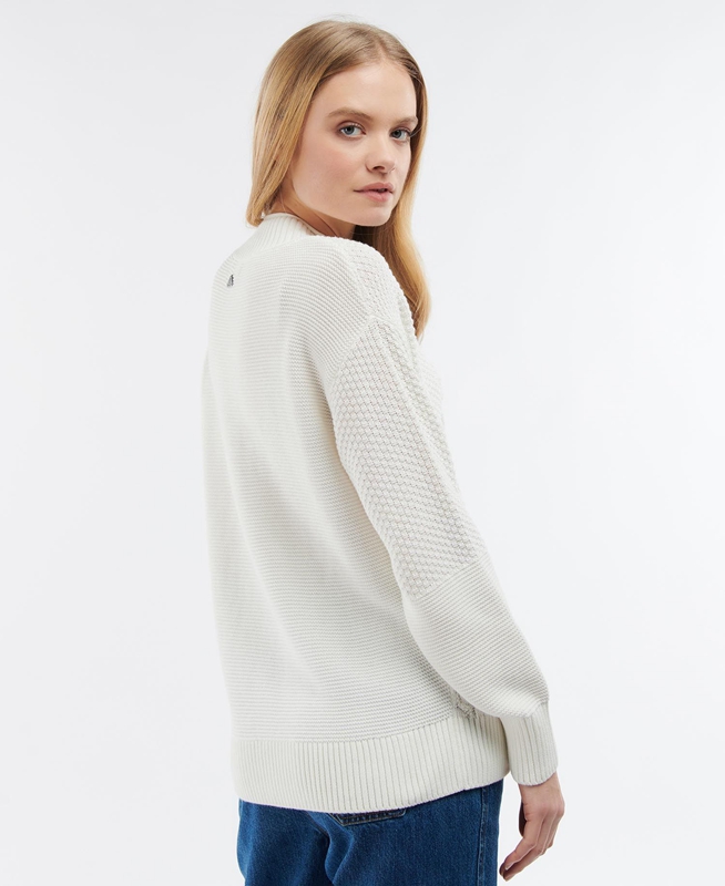 Barbour Fairbarn Knit Women's Sweaters White | OHKF-86901