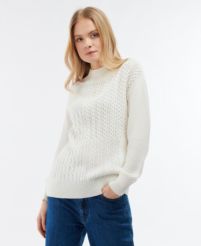 Barbour Fairbarn Knit Women's Sweaters White | OHKF-86901