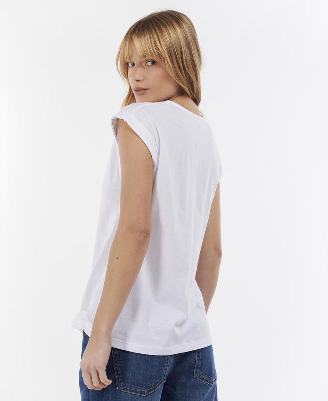 Barbour Fairburn Women's T Shirts White | MUTJ-53271