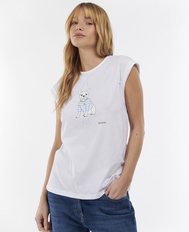 Barbour Fairburn Women's T Shirts White | MUTJ-53271