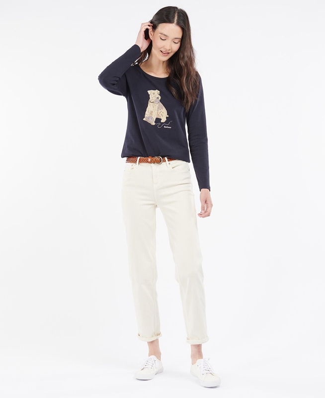 Barbour Fairsfield Long Sleeve Women's T Shirts Navy | SDIT-75241