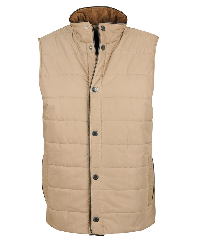 Barbour Farnham Men's Vest Beige | BWOE-16583