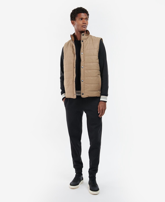 Barbour Farnham Men's Vest Beige | BWOE-16583