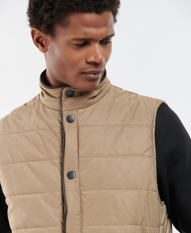 Barbour Farnham Men's Vest Beige | BWOE-16583