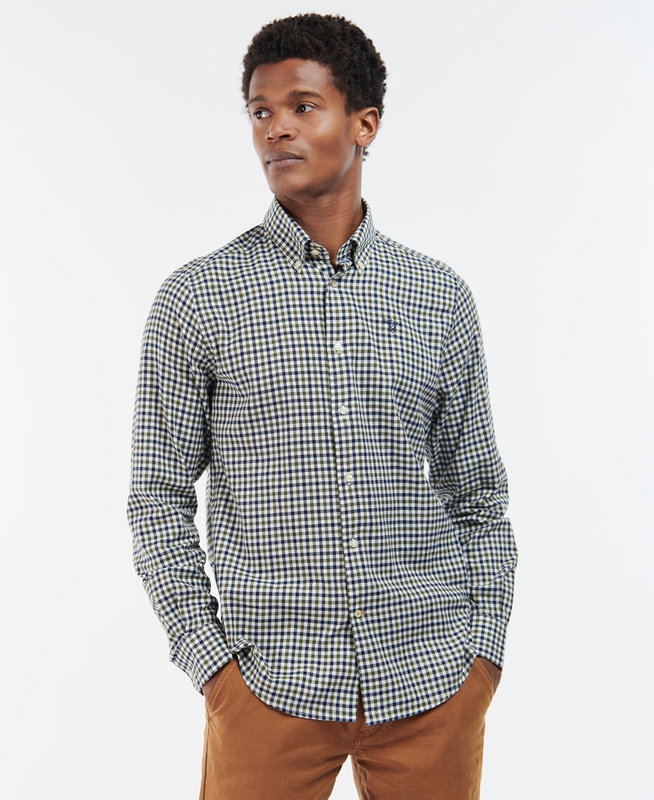 Barbour Finkle Tailored Men's Shirts Blue | WNXM-25617