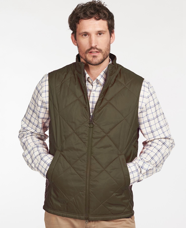 Barbour Finn Men's Vest Green | OMZH-75142