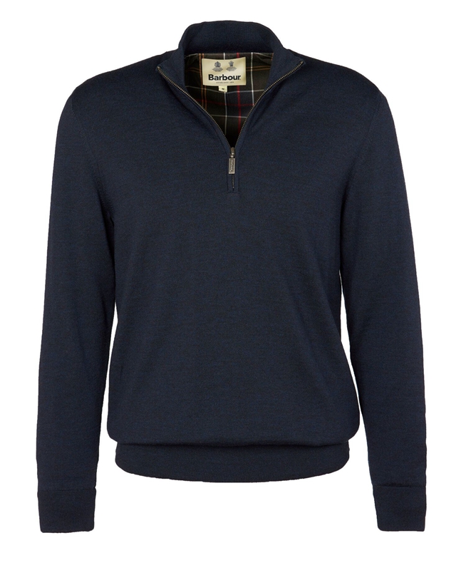 Barbour Gamlan Half Zip Men's Sweaters Blue | DFRC-06248