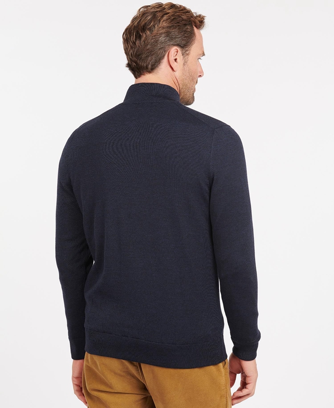 Barbour Gamlan Half Zip Men's Sweaters Blue | DFRC-06248