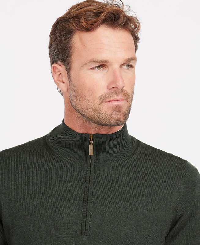 Barbour Gamlan Half Zip Men's Sweaters Green | XBYH-68375